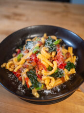 Easy Chorizo Pasta with Kale, Snap Peas, and Cherry Tomatoes (Under 30 Minutes!)